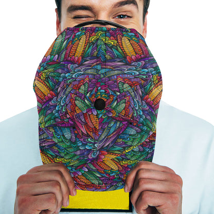 Feather Multicolor Design Print Snapback Cap