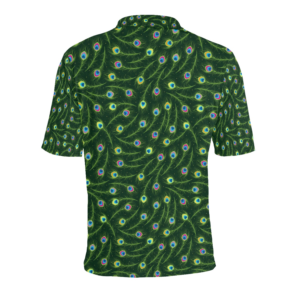 Peacock Feather Green Design Print Men Polo Shirt