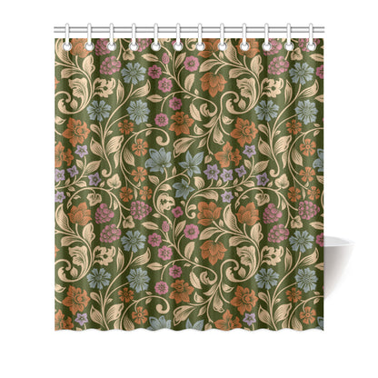 Floral Vintage Print Pattern Shower Curtain