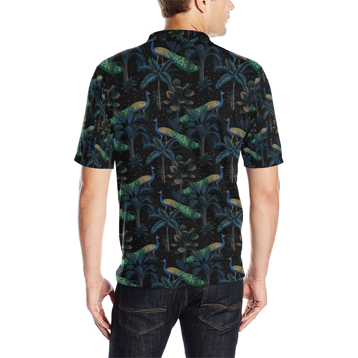 Rainforest Peacock Pattern Print Design A04 Men Polo Shirt