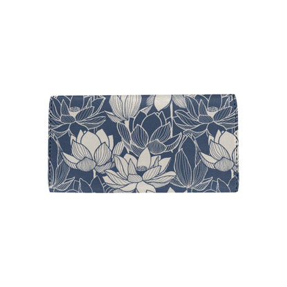 Water Lily Pattern Print Design WL04 Women's Trifold Wallet