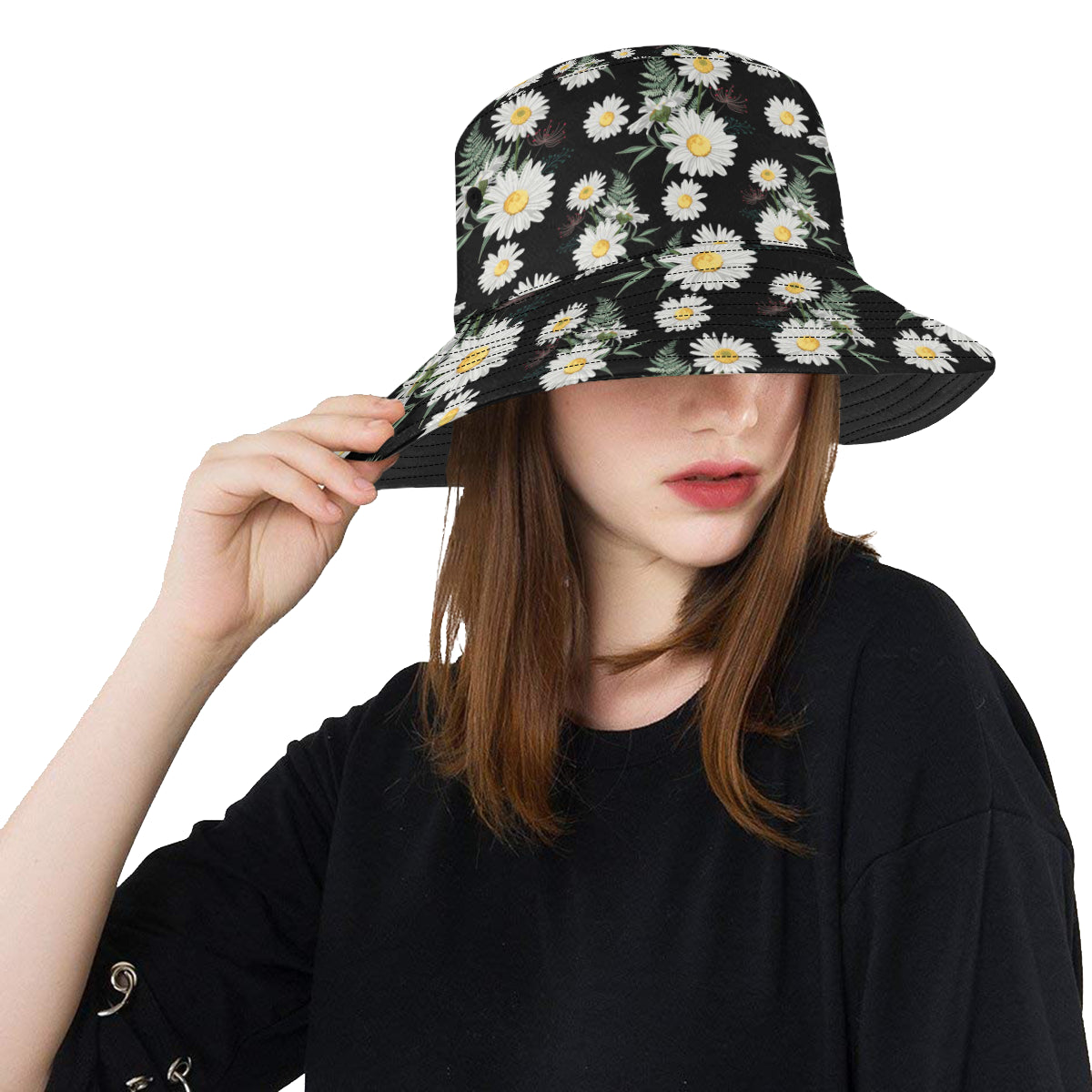 Daisy Pattern Print Design DS07 Unisex Bucket Hat
