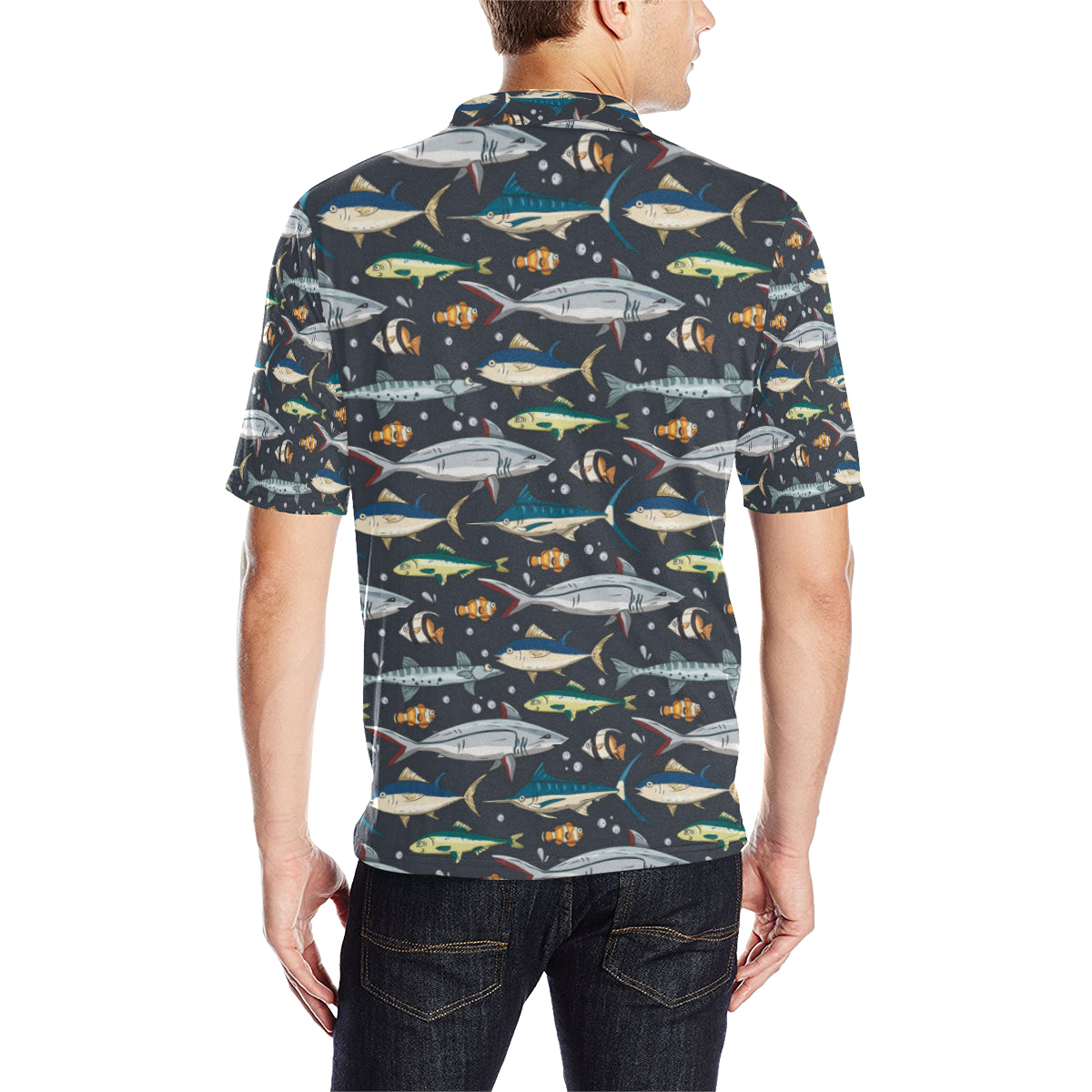 Swordfish Pattern Print Design 04 Men Polo Shirt