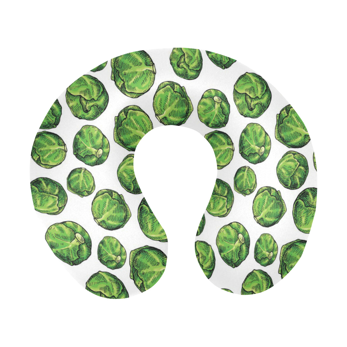 Brussels Sprouts Pattern Print Design 02 U-Shaped Travel Neck Pillow