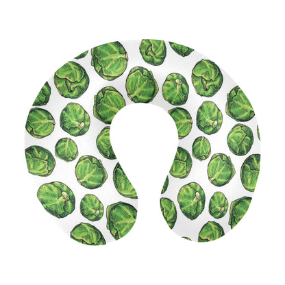 Brussels Sprouts Pattern Print Design 02 U-Shaped Travel Neck Pillow