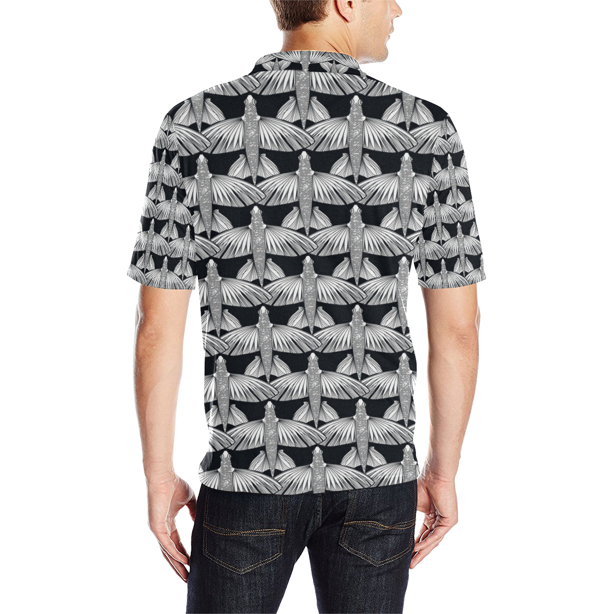 Flying Fish Pattern Print Design 03 Men Polo Shirt