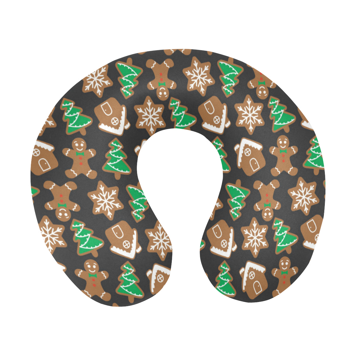 Gingerbread Pattern Print Design 02 U-Shaped Travel Neck Pillow