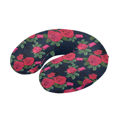 Rose Pattern Print Design A04 U-Shaped Travel Neck Pillow