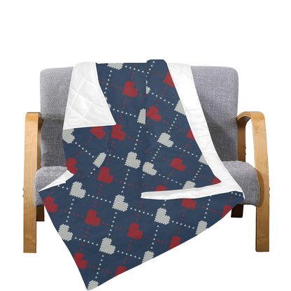 Heart Knit Pattern Print Design HE05 Premium Quilt