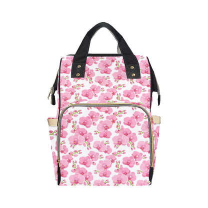 Orchid Pink Pattern Print Design OR07 Diaper Bag Backpack