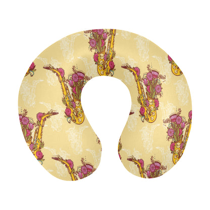 Saxophone Pattern Print Design 04 U-Shaped Travel Neck Pillow