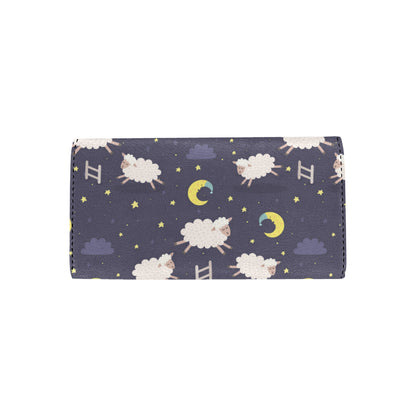 Sheep Night Pattern Print Design 02 Women's Trifold Wallet