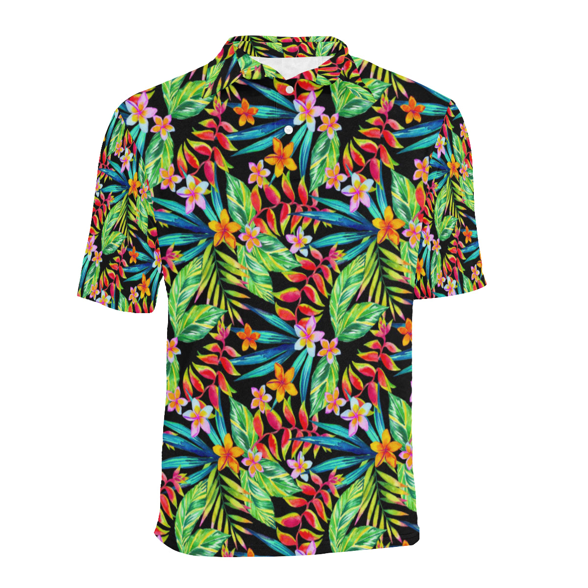Heliconia Pattern Print Design HL09 Men Polo Shirt