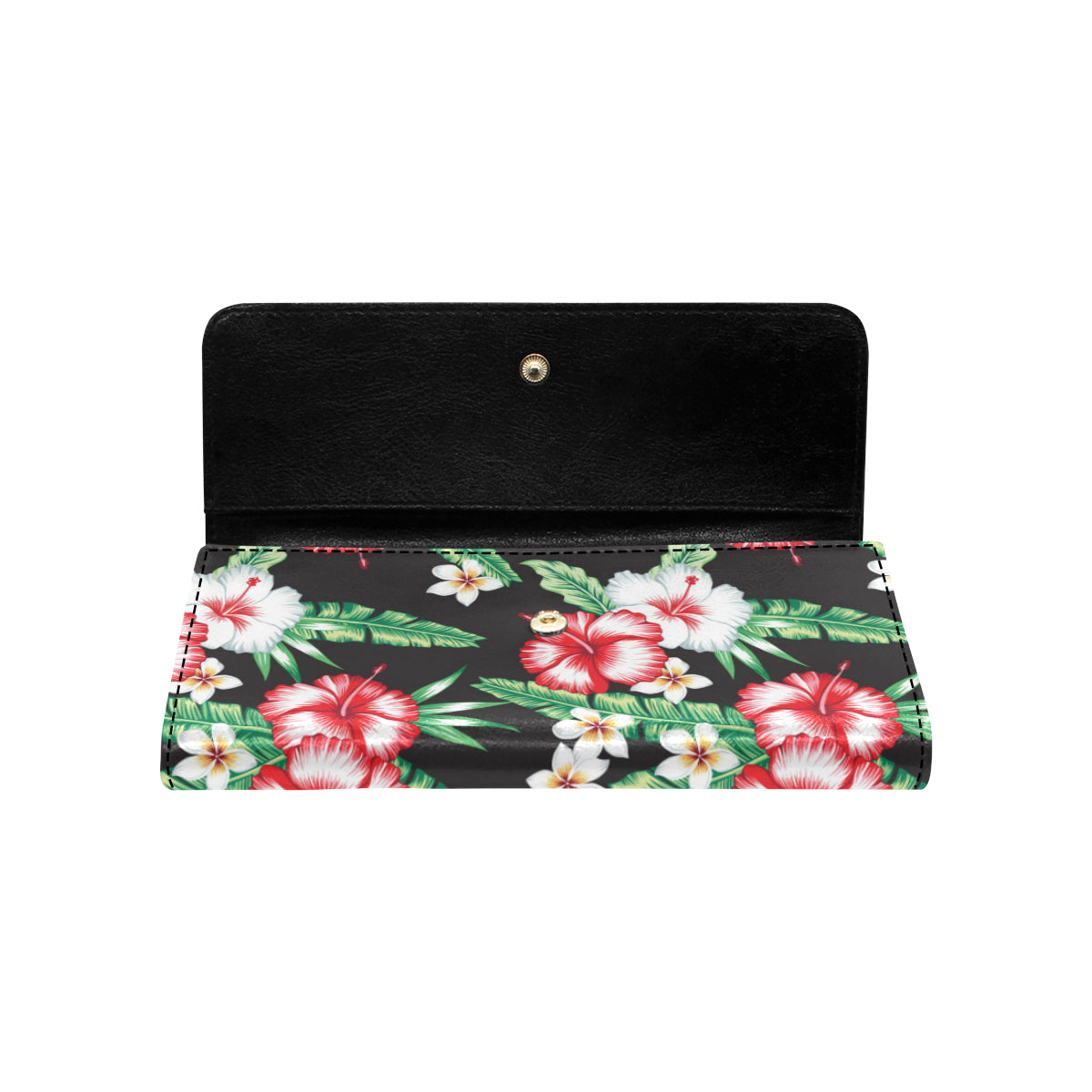 Hawaiian flower tropical leaves Women's Trifold Wallet