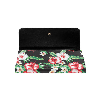 Hawaiian flower tropical leaves Women's Trifold Wallet