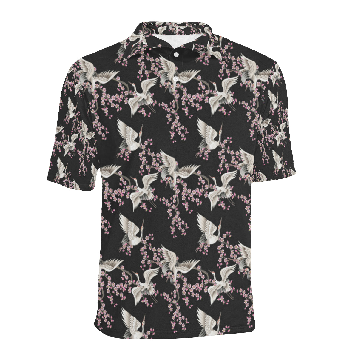 Crane Pattern Print Design 01 Men Polo Shirt