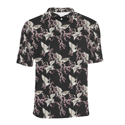 Crane Pattern Print Design 01 Men Polo Shirt
