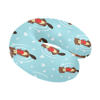 Sea Otter Cute Pattern Print Design 04 U-Shaped Travel Neck Pillow