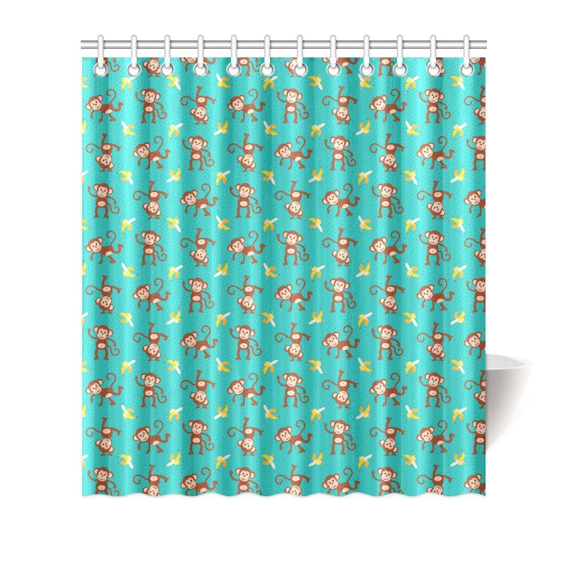 Monkey Banana Design Themed Print Shower Curtain