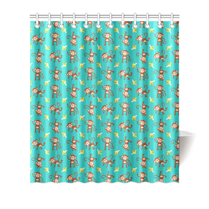 Monkey Banana Design Themed Print Shower Curtain