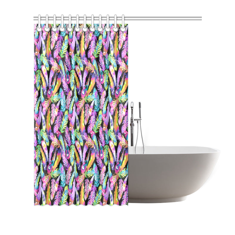 Neon Feather Pattern Print Design A02 Shower Curtain