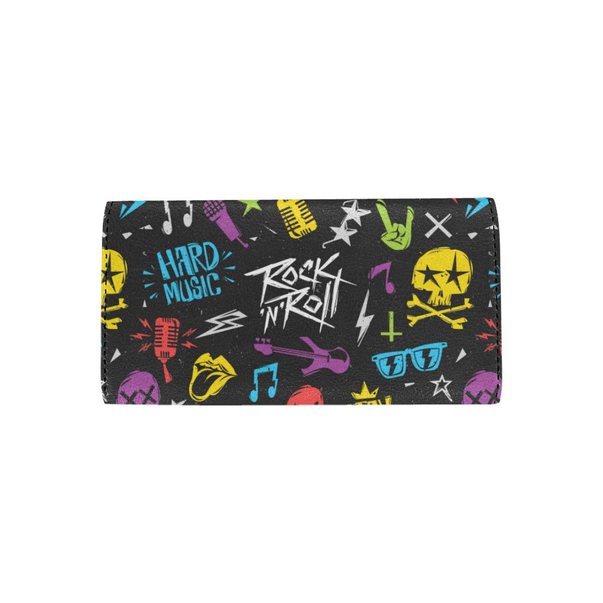 Rock and Roll Pattern Print Design A02 Women's Trifold Wallet