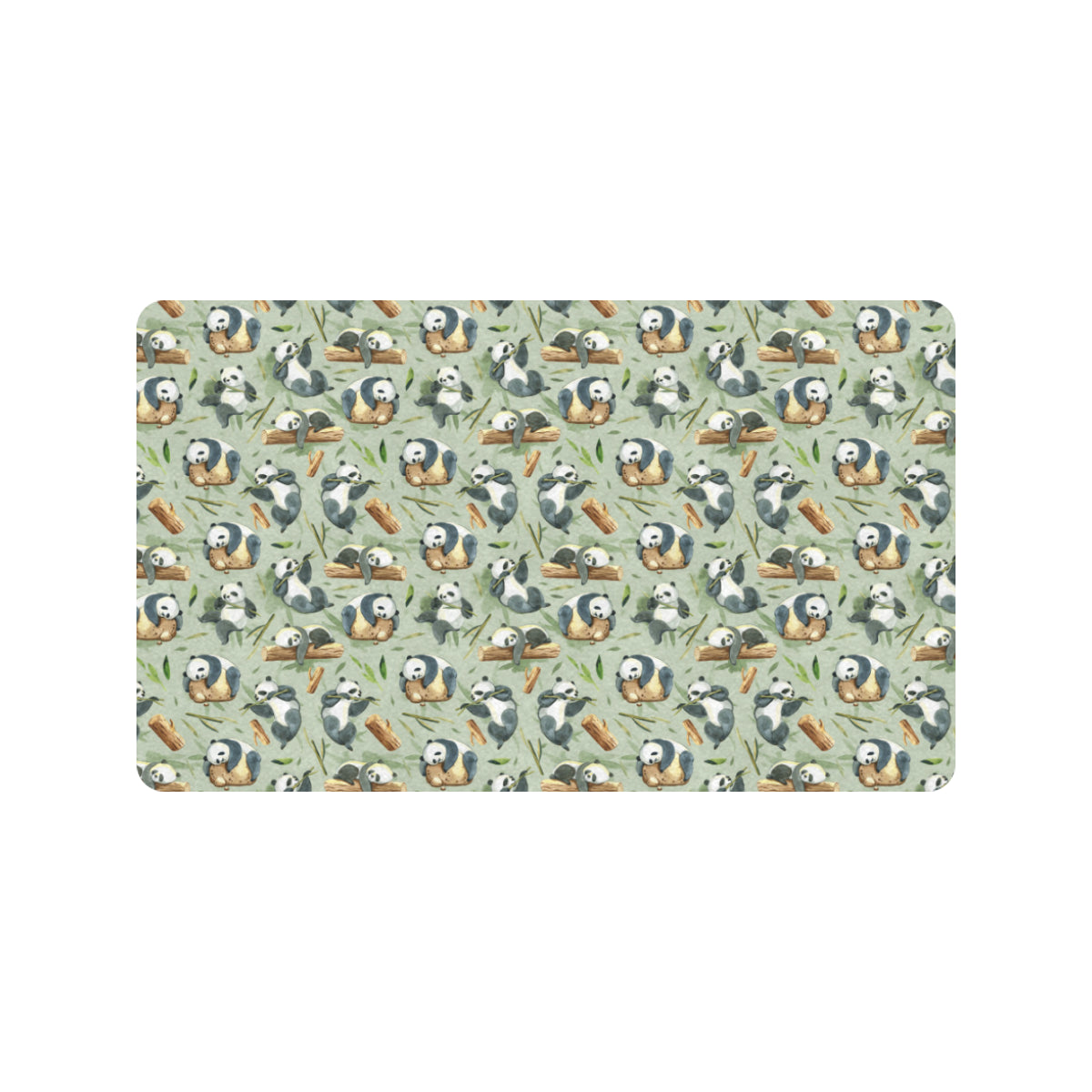 Panda Bear Design Bamboo Print Rubber Doormat