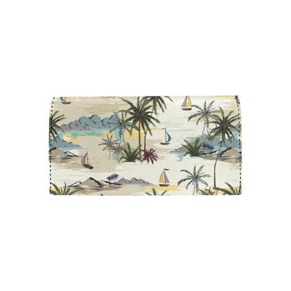 Palm Tree Beach Print Women's Trifold Wallet