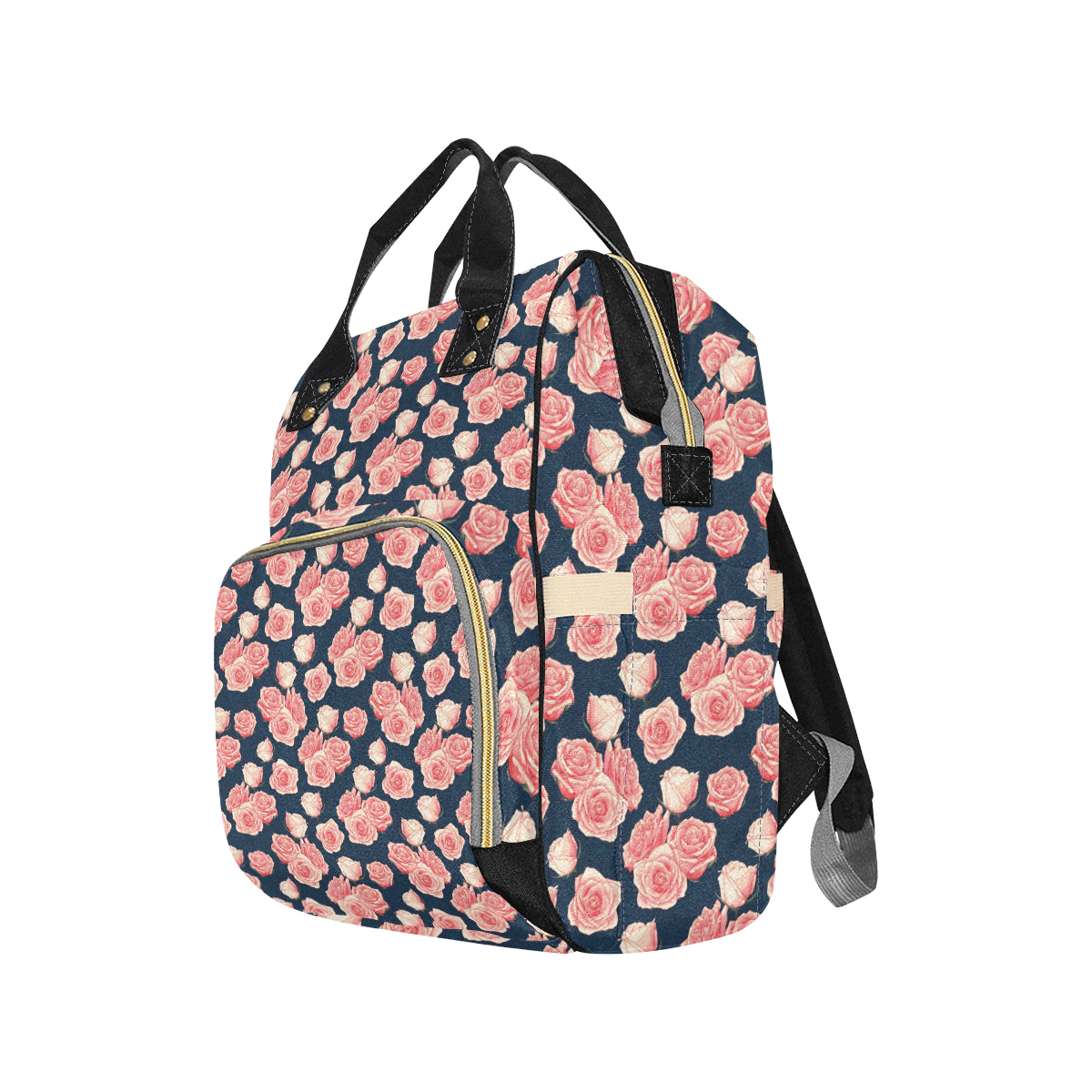 Rose Pattern Print Design A03 Diaper Bag Backpack