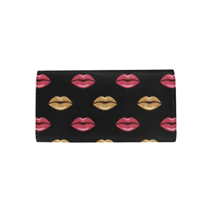 Lip Pattern Print Design 03 Women's Trifold Wallet