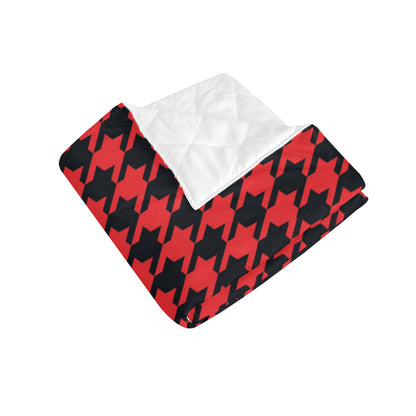 Houndstooth Red Pattern Print Design 03 Premium Quilt