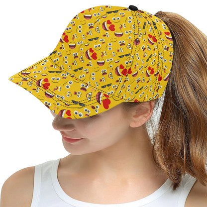 Emoji Face Print Pattern Snapback Cap