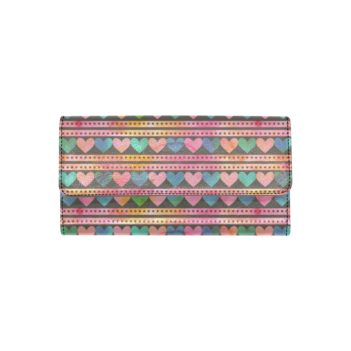 Heart Pattern Print Design HE010 Women's Trifold Wallet