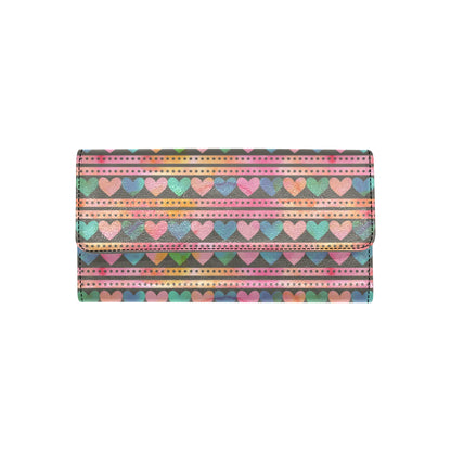 Heart Pattern Print Design HE010 Women's Trifold Wallet