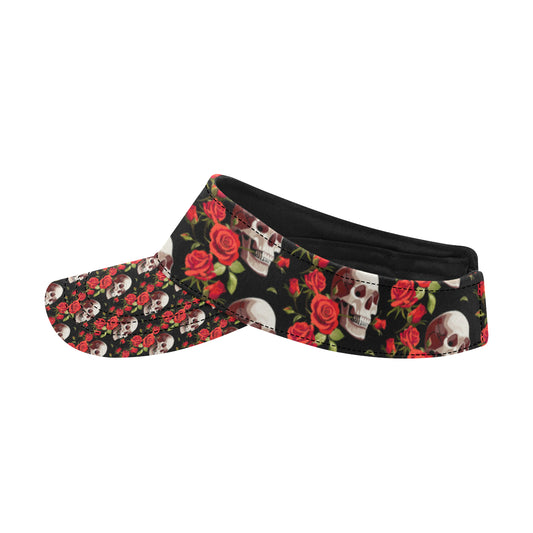 Red Rose Skull Design Print Unisex Sun Visor