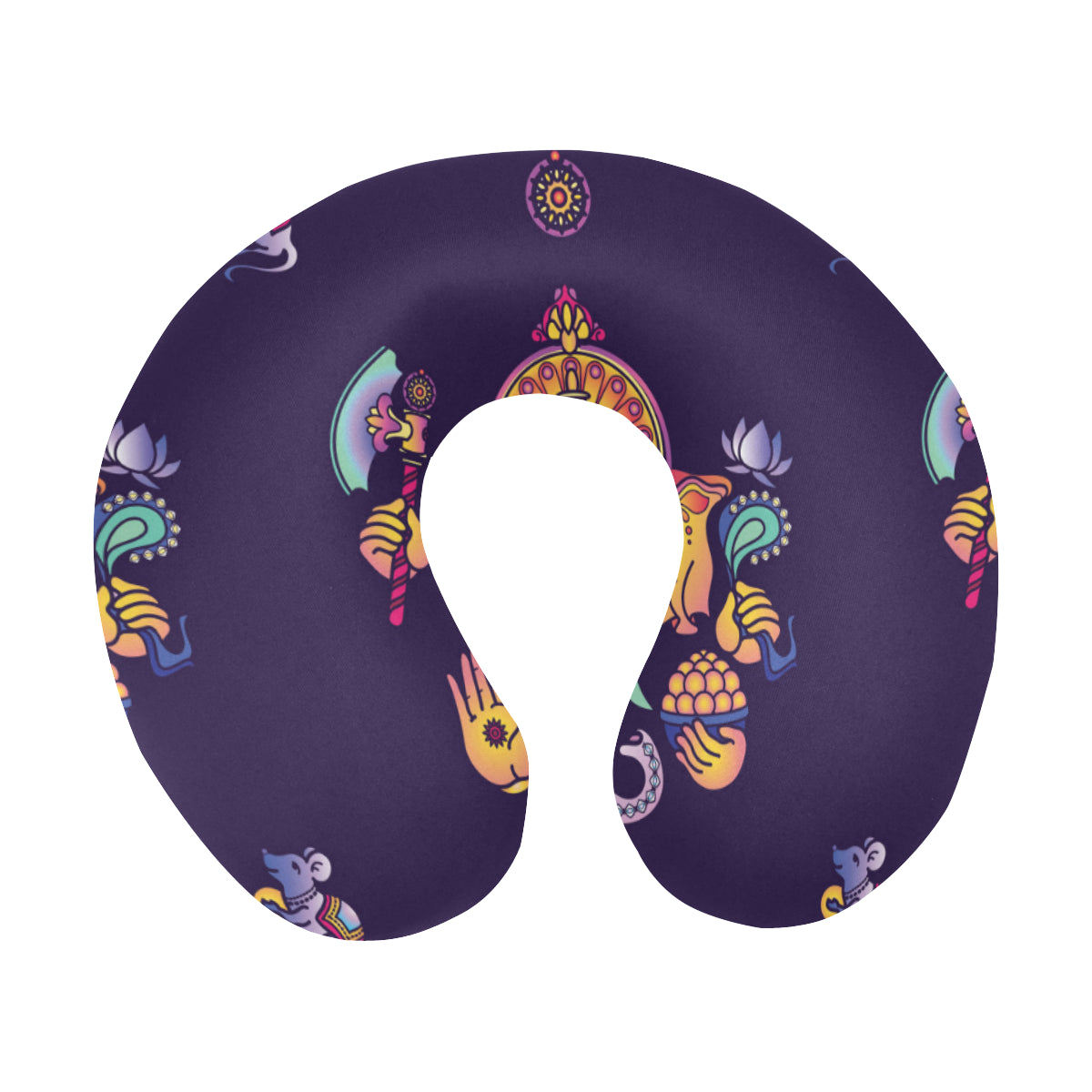 Ganesha Pattern Print Design 04 U-Shaped Travel Neck Pillow