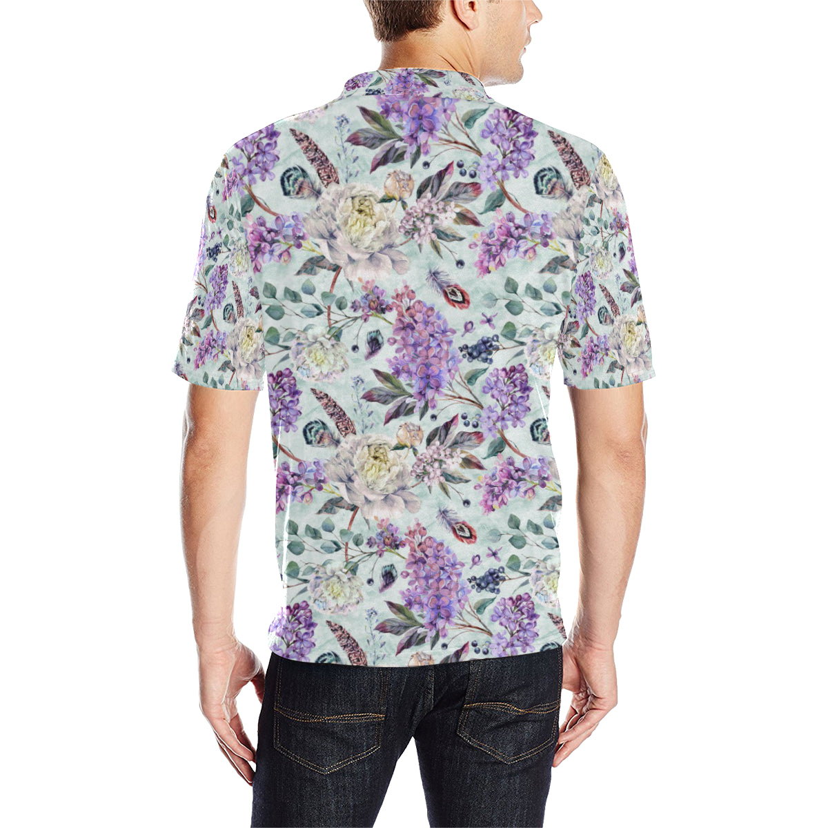 Lilac Pattern Print Design LI06 Men Polo Shirt