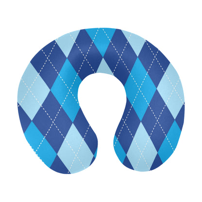 Argyle Blue Pattern Print Design 02 U-Shaped Travel Neck Pillow