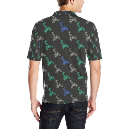 Motocross Pattern Print Design 02 Men Polo Shirt