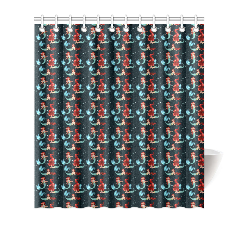 Mermaid Girl Themed Design Print Shower Curtain