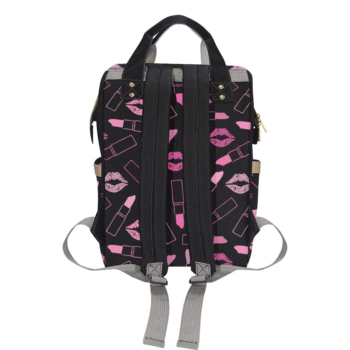 Lipstick Pink Pattern Print Design 01 Diaper Bag Backpack
