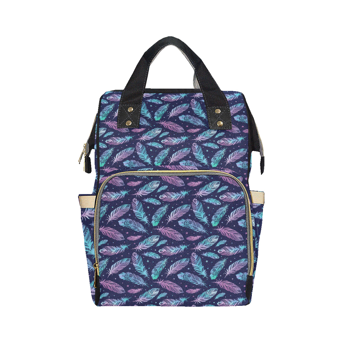 Feather Aztec Design Print Diaper Bag Backpack
