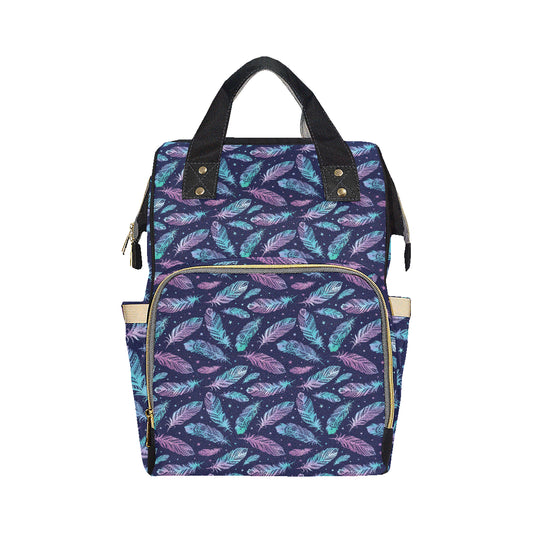 Feather Aztec Design Print Diaper Bag Backpack
