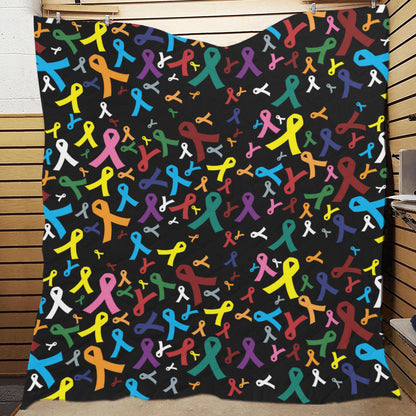Cancer Awareness Pattern Print Design 03 Premium Quilt