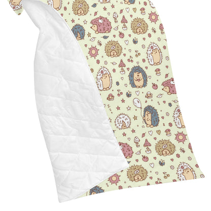 Hedgehog Cute Pattern Print Design 01 Premium Quilt