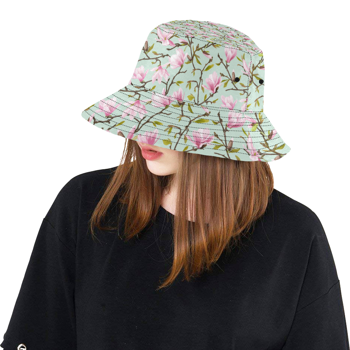 Magnolia Pattern Print Design MAG04 Unisex Bucket Hat