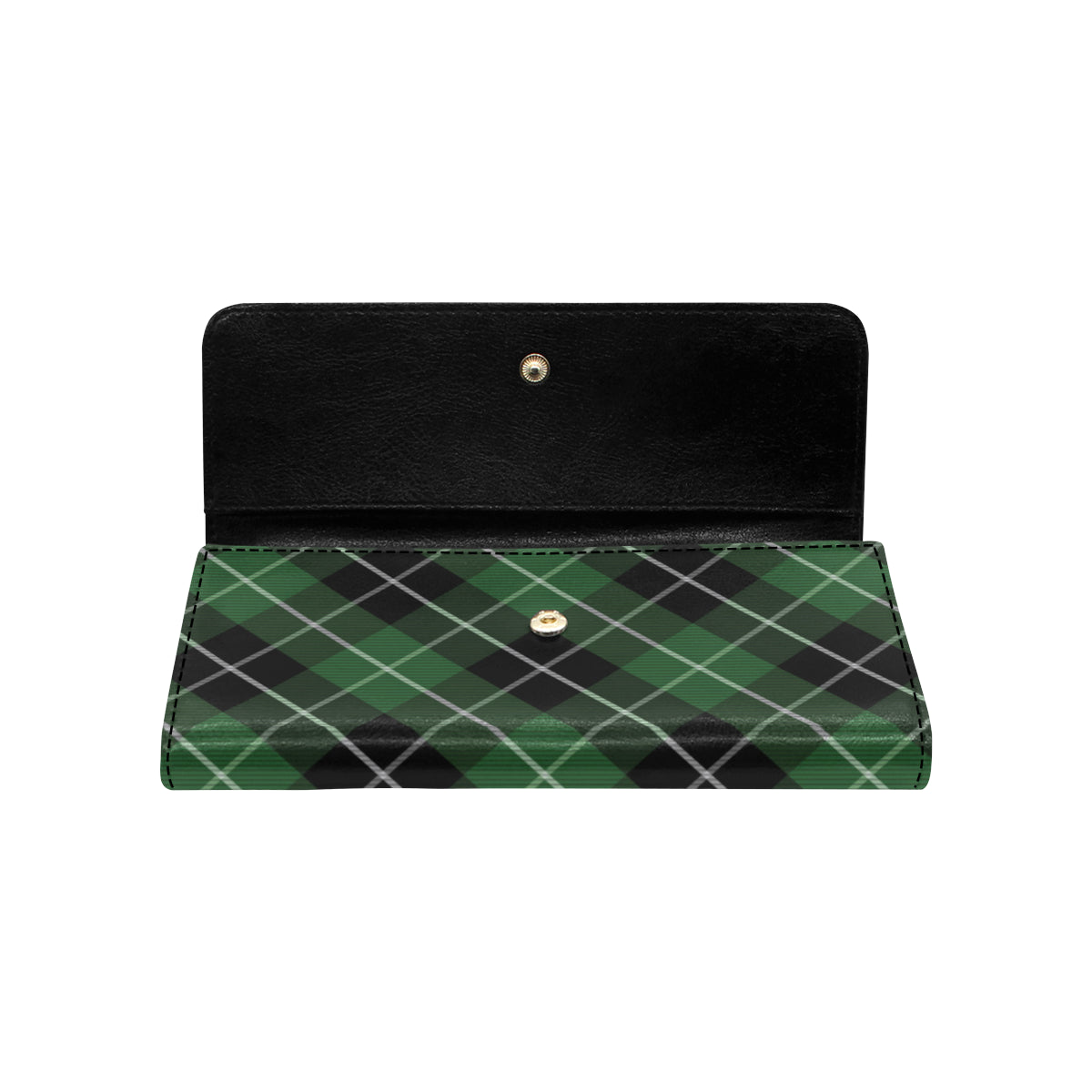 Plaid Green Pattern Print Design A05 Women's Trifold Wallet
