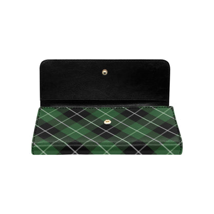 Plaid Green Pattern Print Design A05 Women's Trifold Wallet