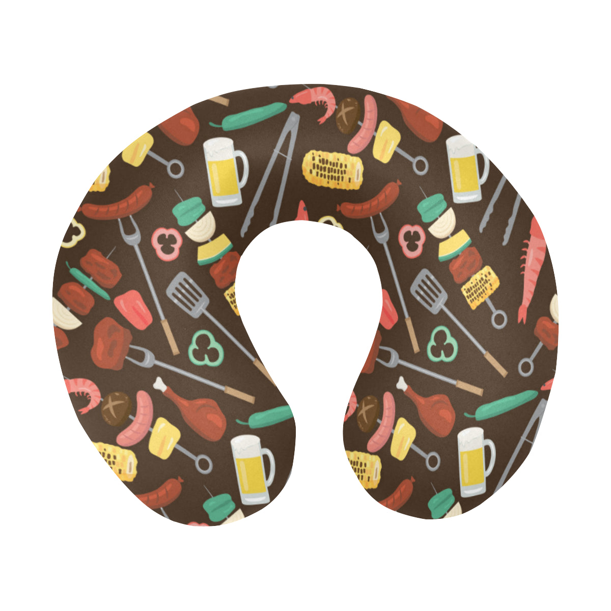 Barbecue Pattern Print Design 05 U-Shaped Travel Neck Pillow