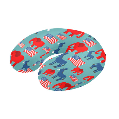 Donkey Red Elephant Pattern Print Design 03 U-Shaped Travel Neck Pillow